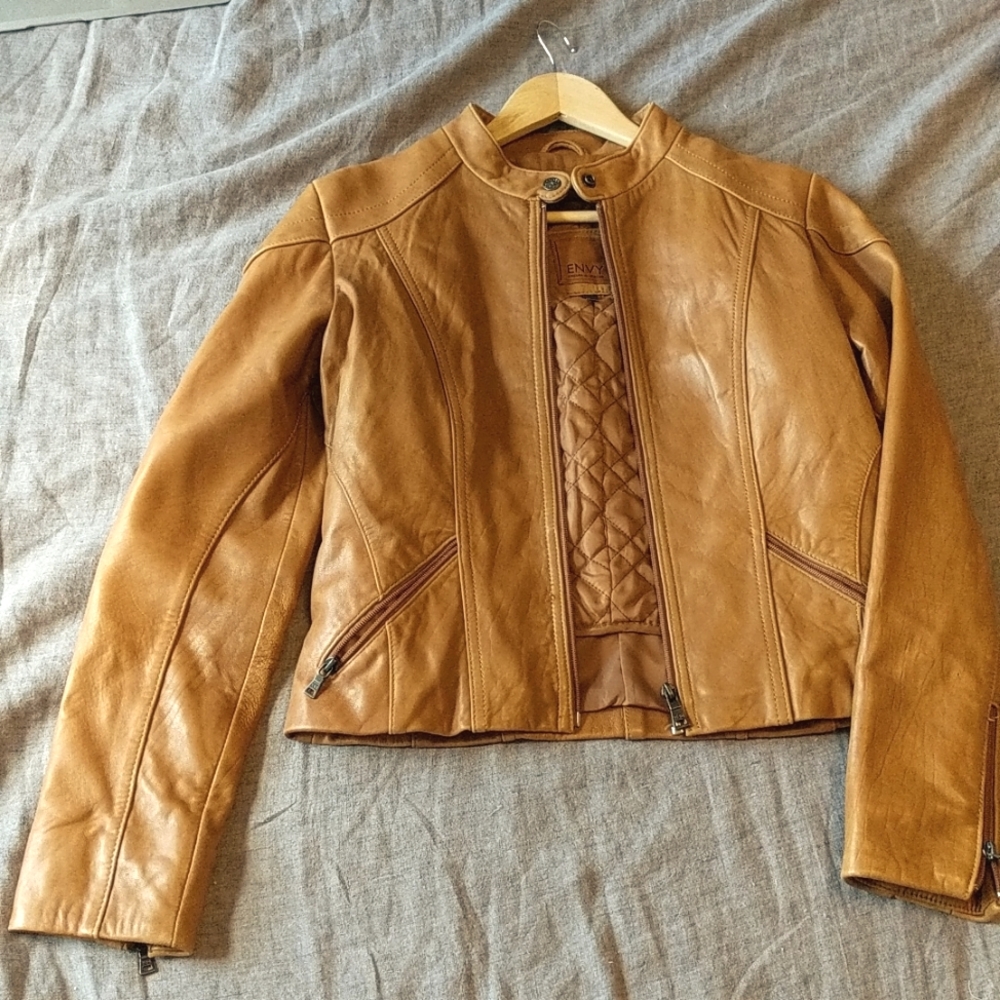 Cognac Leather Jacket - ENVY Knoles & Carter